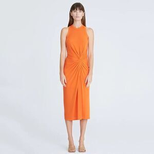 NEW Halston Paige Orange Jersey Sleeveless Midi Dress